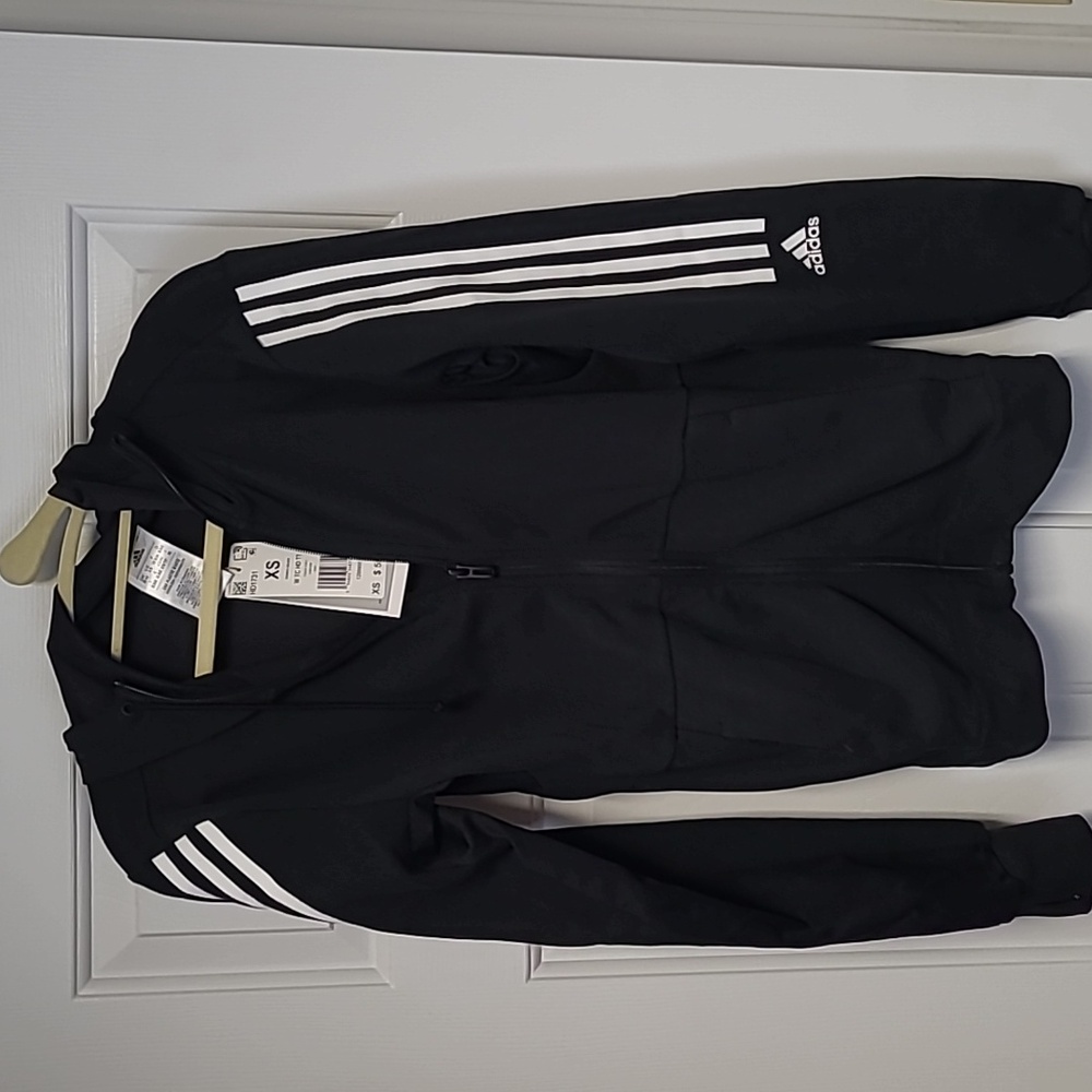 Adidas ** NWT**women's black zipper hoodie track top XS